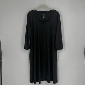 Wool& dress xl tall long black merino wool v-neck minimalist winter office work